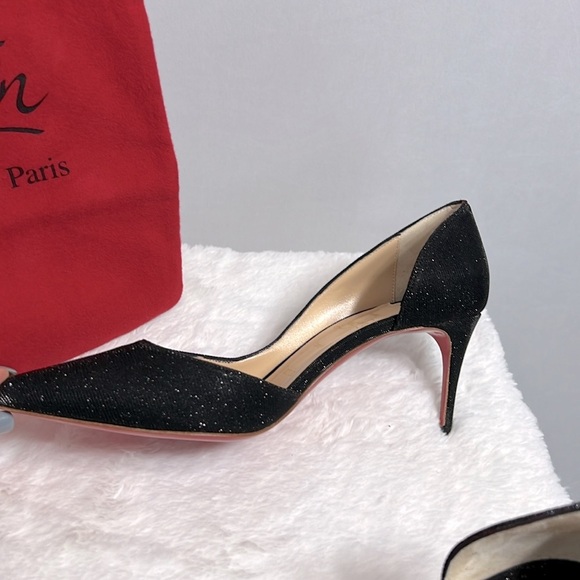 Christian Louboutin Iriza 100 Black Glitter Pumps w/Dust Bag size EU 37 NWOB - Picture 9 of 12